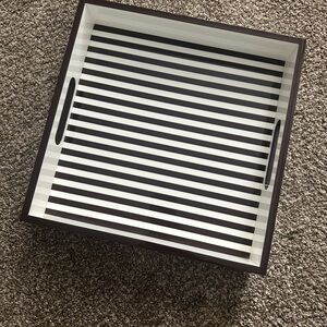 Henri Bendel RARE LIKE NEW Black and White Striped Tray